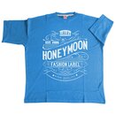 Übergrößen Designer T-Shirt HONEYMOON Vintage Jeansblau 15XL
