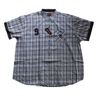 bergren Kurzarm Hemd KAMRO Grau Schwarz kariert 4XL-6XL