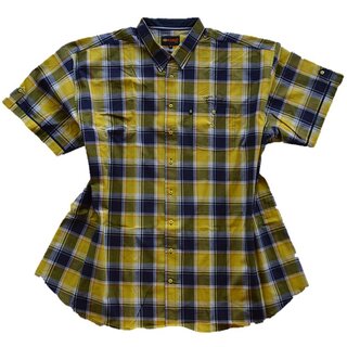 bergren Kurzarm Hemd KAMRO Gelb Navy Wei kariert 5XL