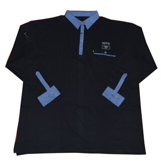 bergrssen Designer Langarm-Poloshirt KAMRO Schwarz 3XL-8XL