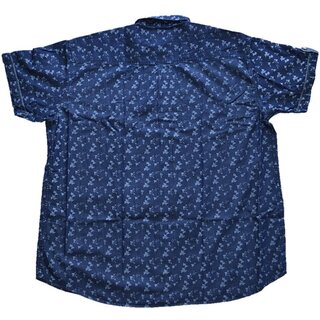 Übergrößen Kurzarm Jeans Hemd KAMRO Blau Print 5XL, 12XL