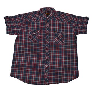 bergren Kurzarm Hemd KAMRO Navy/Rot/Wei kariert 3X, 7XL