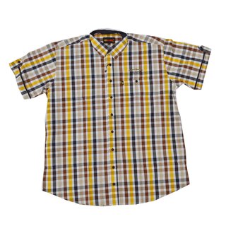 bergren Kurzarm Hemd KAMRO Gelb/Navy/Braun/Wei...
