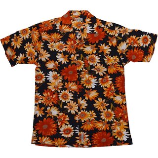 Kurzarm Hawaii Hemd KAMRO 14249 Orange Blume S-XXL