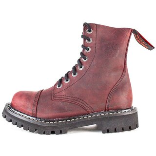 ANGRY ITCH-8-Loch Vintage Bordeaux Ranger Armee Leder Stiefel Stahlkappe  EU36-48