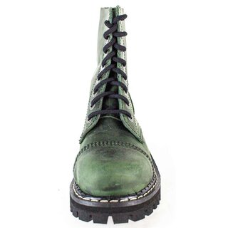 ANGRY ITCH-8-Loch Vintage Grün Ranger Armee Leder Stiefel Stahlkappe  EU36-48