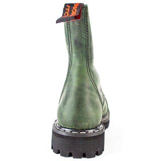 ANGRY ITCH-8-Loch Vintage Grün Ranger Armee Leder Stiefel Stahlkappe  EU36-48