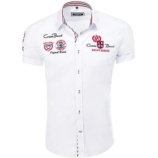 Brandneu Designer Kurzarmhemd CARISMA Wei uni CRM9002...