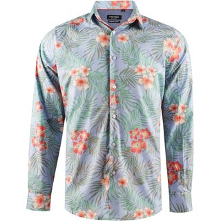 YVES ENZO Herrenhemd Hellblau mit floralem Print 202-4...