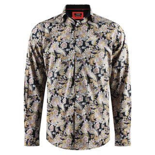 Yves Enzo Herrenhemd Schwarz mit SIAM-Print 207-2  S-XXL