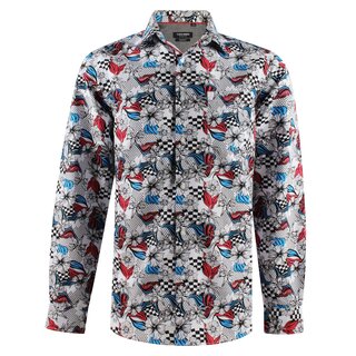 Yves Enzo Herrenhemd Wei mit IMMORTAL-Print 207-2  S-XXL