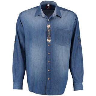 bergren Jeanshemd mit Edelwei-Stickerei OS Trachten...