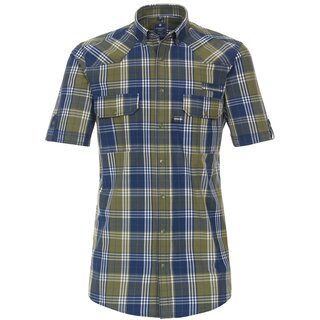 REDMOND Kurzarmhemd 2 Brusttaschen Oliv/Navy/Wei kariert...
