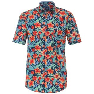 REDMOND bergren Kurzarmhemd Hawaii-Style Blau/Orange...