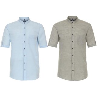 REDMOND bergren Leinen-Kurzarmhemd Brusttasche...