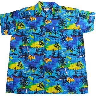 bergren Kurzarm-Herren-Hawaiihemd KAMRO Blau/Gelb/Grn...