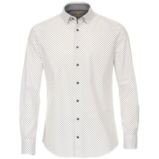 REDMOND Langarmhemd ohne Brusttasche Wei mit Muster...