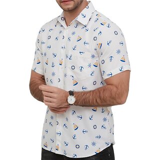 Yves Enzo Kurzarmhemd Wei/Blau/Orange  S-2XL