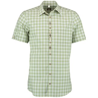 bergre OS Trachten Kurzarmhemd Oliv kar....