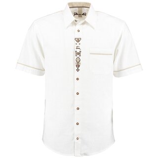 bergren OS Trachten Kurzarmhemd Wei Leistenstickerei...