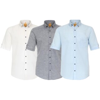 REDMOND Leinen-Kurzarmhemd Brusttasche 3 Farben S-3XL...