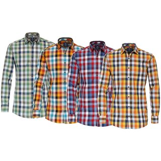 REDMOND Langarmhemd 4 Farben kariert S-2XL Comfort Fit