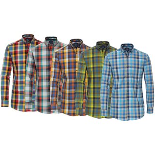 REDMOND Langarmhemd 5 Farben kariert S-3XL Modern Fit